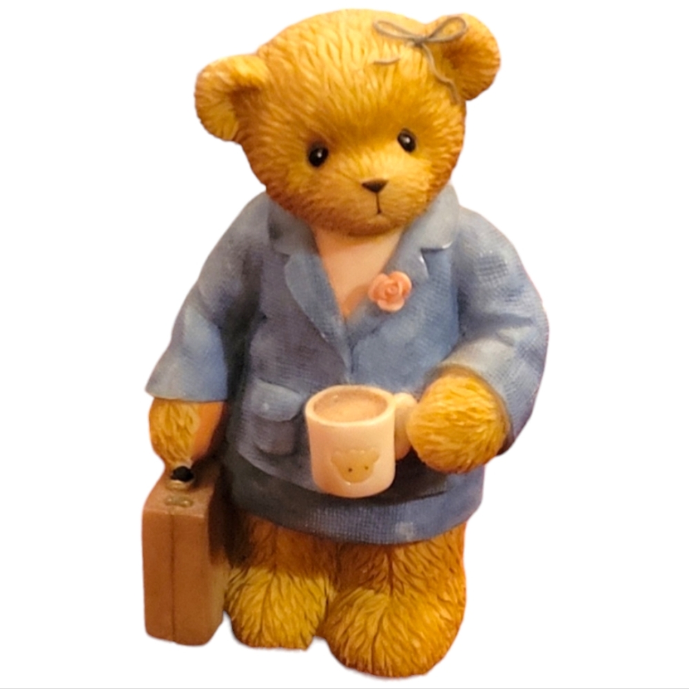 Vtg Cherished Teddies: Katherine, Business Woman Bear Enesco Figurine, Coffee